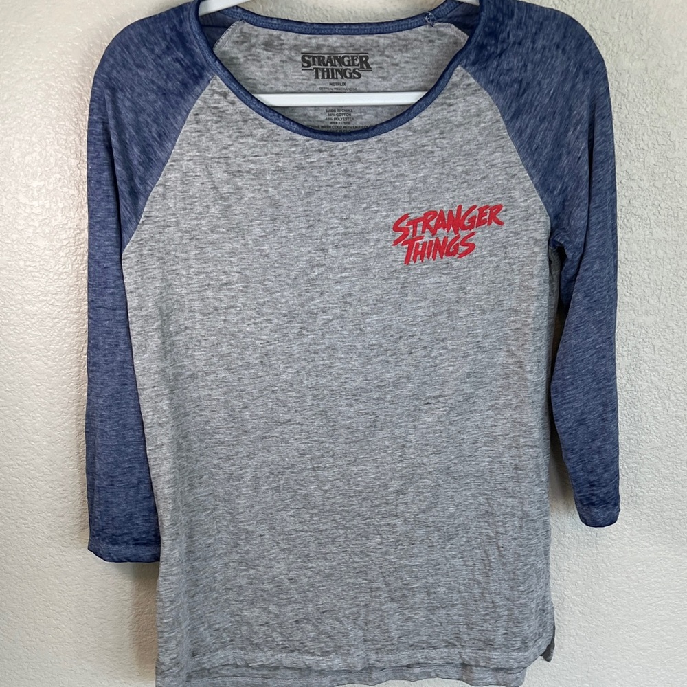 Netflix Stranger Things Blue and Gray Long Sleeve Tee